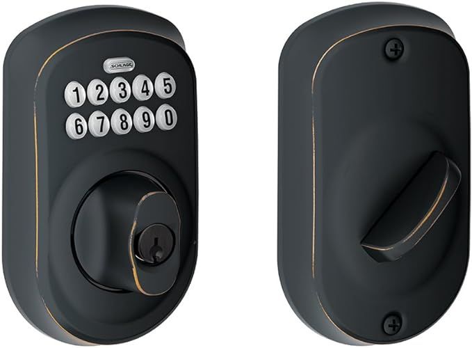 Schlage BE365PLY716 BE365 Plymouth Keypad Deadbolt, Aged Bronze | Amazon (US)