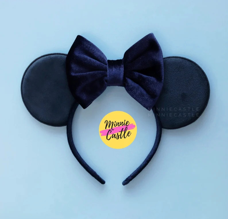 Navy Mickey ears, Navy Blue Mouse Ears, Velvet Bow Ears, Minnie Ears, Mouse Ears Headband, Navy E... | Etsy (Global)