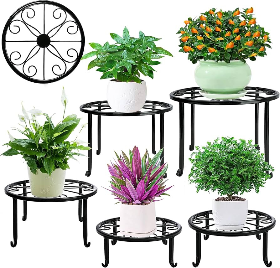 Metal Plant Stand 5 Pack Plant Stands for Indoor Outdoor Plants Multiple Heavy Duty Flower Pot St... | Amazon (US)