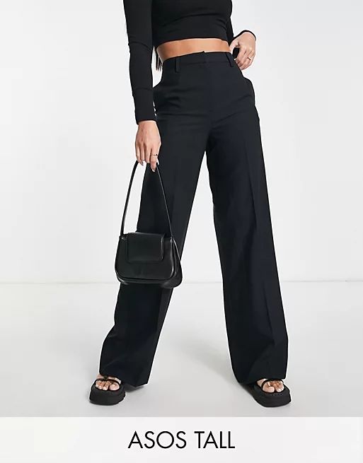 ASOS DESIGN Tall wide leg pants in black | ASOS (Global)