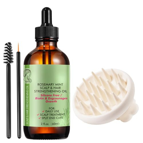 Rosemary Oil for Hair 60ml, Rosemary Oil With A Silicon Massage Brush, Strengthens Hair and Nourishes Scalp | Amazon (US)