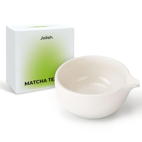 Joiish Traditional Matcha Bowl with Spout, Ceramic Matcha Tea Bowl (Chawan), Matcha Mixing Bowl for Whisking Matcha, Ivory White (18 Ounce) | Amazon (US)