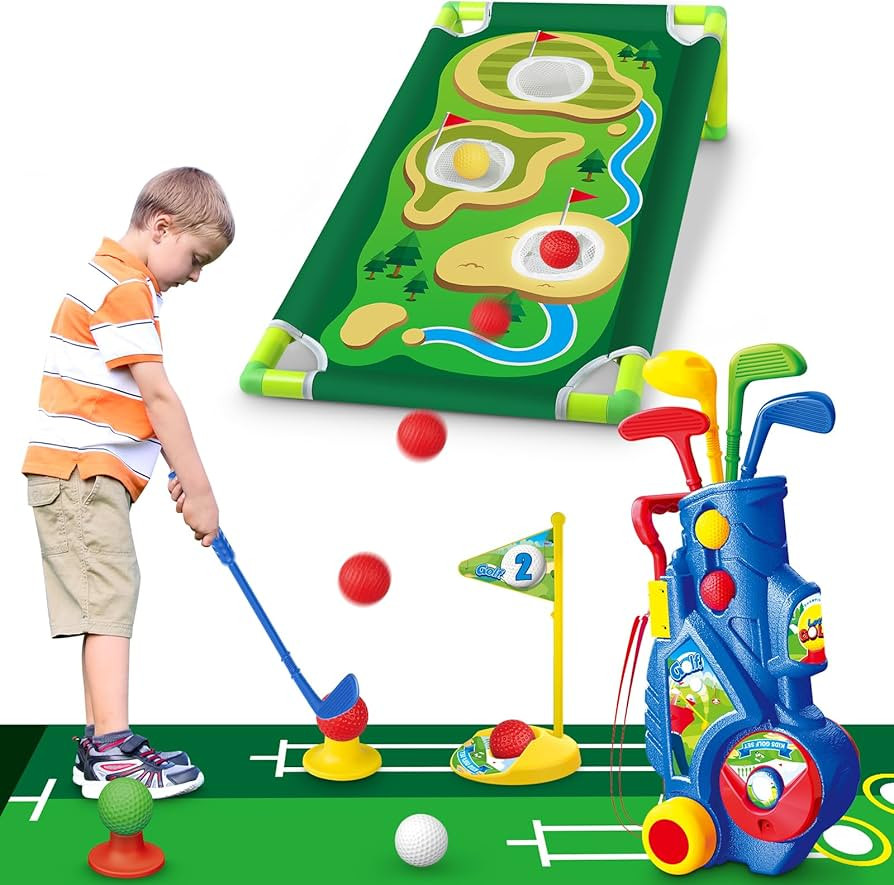 Amazon.com: Letapapa Kids Golf Club Set, Toddler Golf Set with Golf Board, Putting Mat, 8 Balls, ... | Amazon (US)