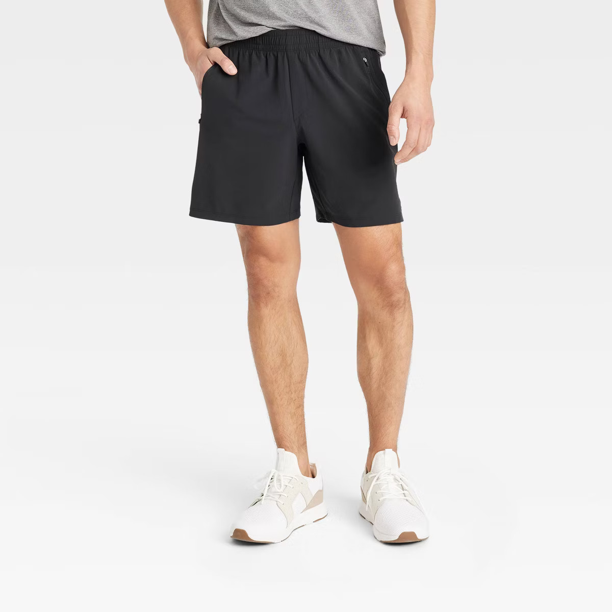 Men's Stretch Woven Shorts 7" - All In Motion™ Black M: Adjustable Waistband, Side Pocket | Target