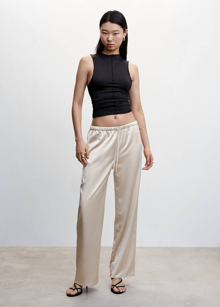 Satin palazzo pants | MANGO (US)