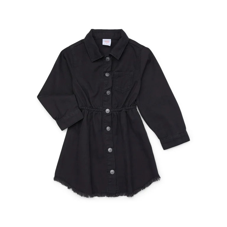 Wonder Nation Toddler Girls Denim Shirt Dress with Frayed Hem, Sizes 12M-5T | Walmart (US)