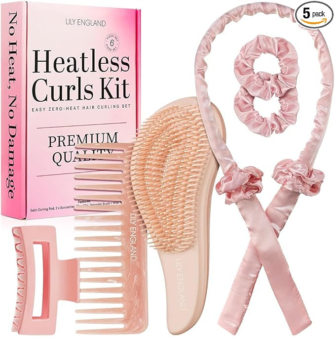Lily England Heatless Hair Curlers to Sleep In - No Heat Curling Gift Set Includes Satin Headband... | Amazon (US)