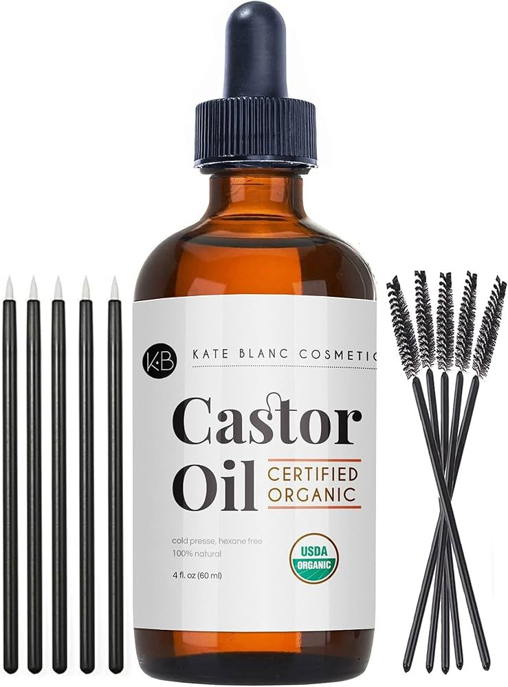 Organic Castor Oil (4oz), USDA Certified, 100% Pure, Cold Pressed, Hexane Free by Kate Blanc. Sti... | Amazon (US)