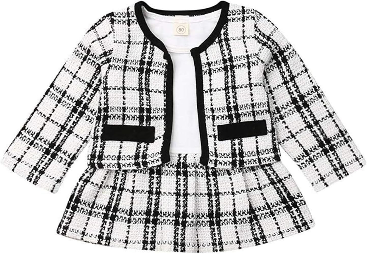 Toddler Kids Baby Girls Plaid Skirt Set Cardigan Jacket Coat + Tutu Dress Set Long Sleeve Outfits... | Amazon (US)