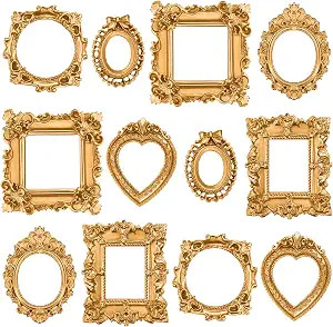 12 Pcs Mini Frame, Vintage Resin Picture Antique DIY Manicure Jewelry Small Display Frames Photog... | Amazon (US)