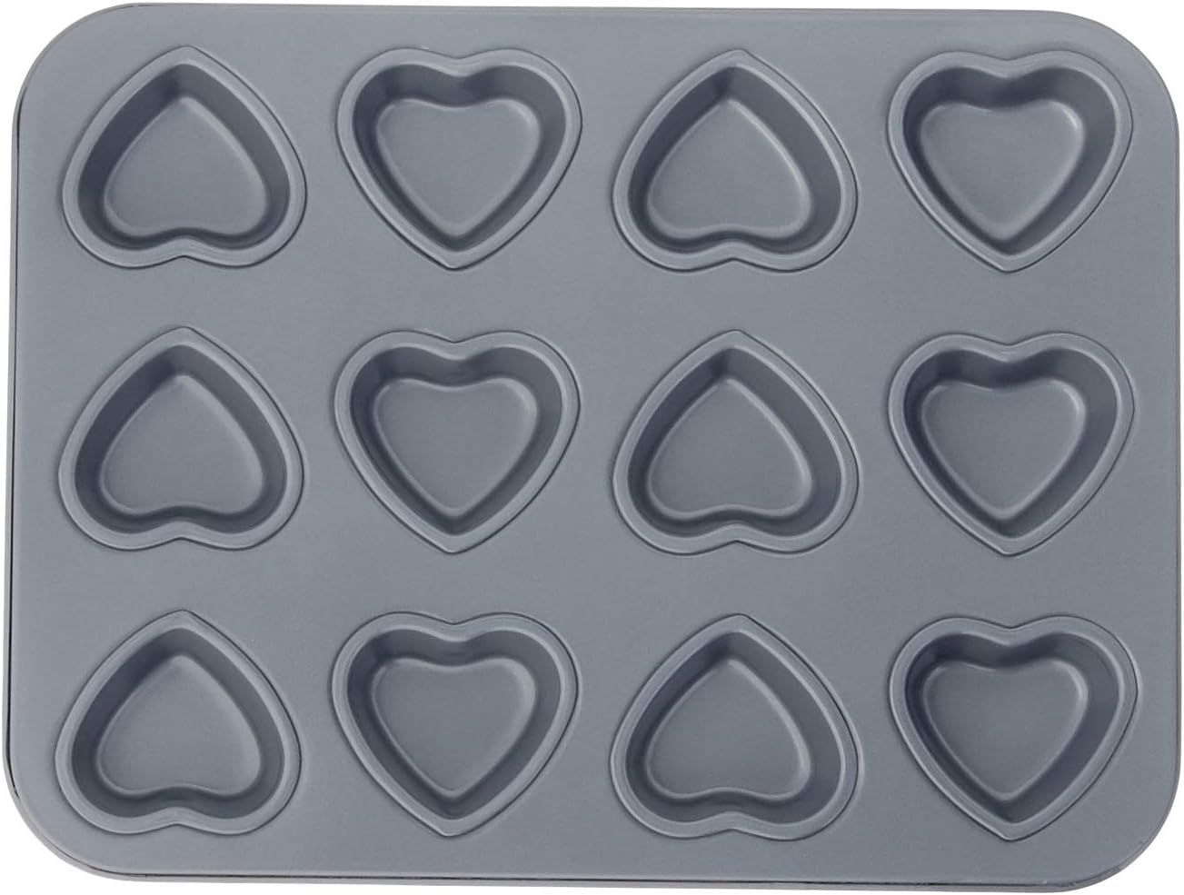 Fox Run Mini Heart Muffin Pan, 12-Cup, Preferred Non-Stick, Gray | Amazon (US)