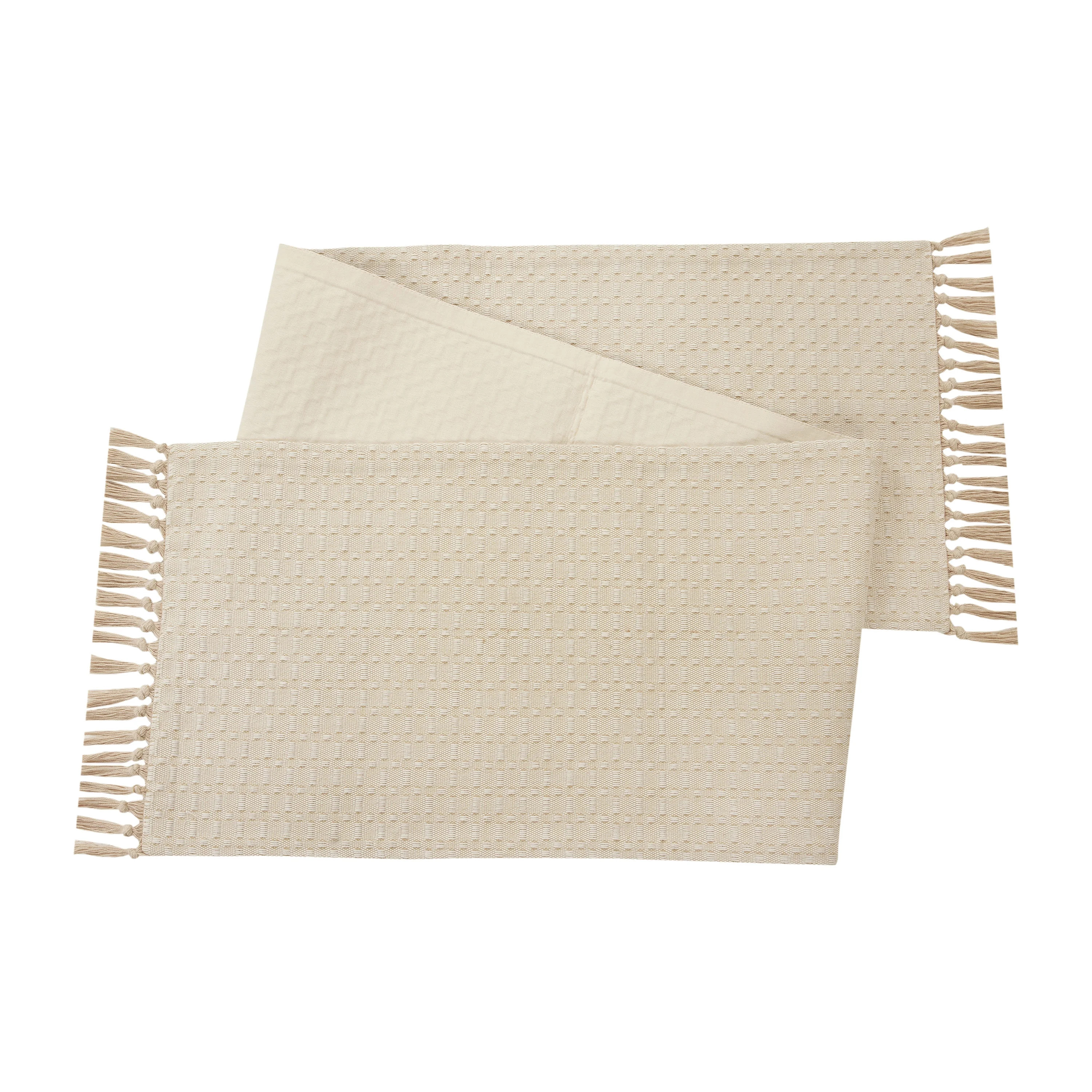 Mainstays Textured Cotton Table Runner, Natural, 14" W x 72" L | Walmart (US)