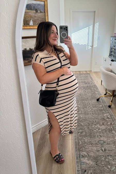 The fit of this maxi dress makes the stripes look so flattering!! 

Wearing a size small at 35 weeks pregnant 

Petite dress, striped dress, summer dress, maternity dress, maxi dress, sandals, travel outfit, pregnancy outfit 

#LTKTravel #LTKBump #LTKFindsUnder50