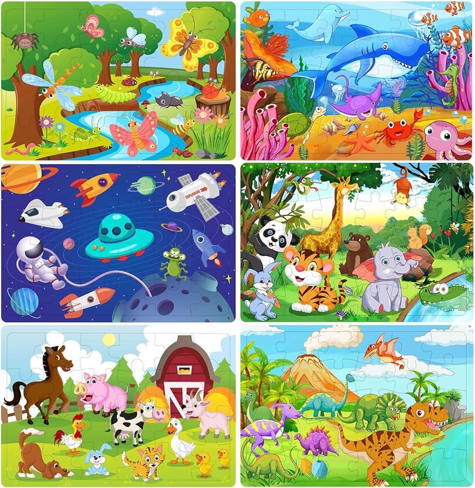 Puzzles for Kids Ages 3-5, Wooden Jigsaw Puzzles 24-30 Pieces for Toddler Children Learning Educa... | Amazon (US)