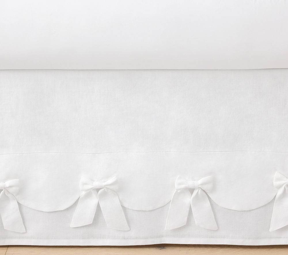 European Linen Bow Crib Skirt | Pottery Barn Kids