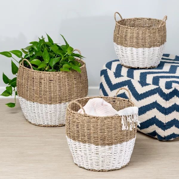 Round Nesting Seagrass 3 Piece Wicker/Rattan Basket Set | Wayfair North America