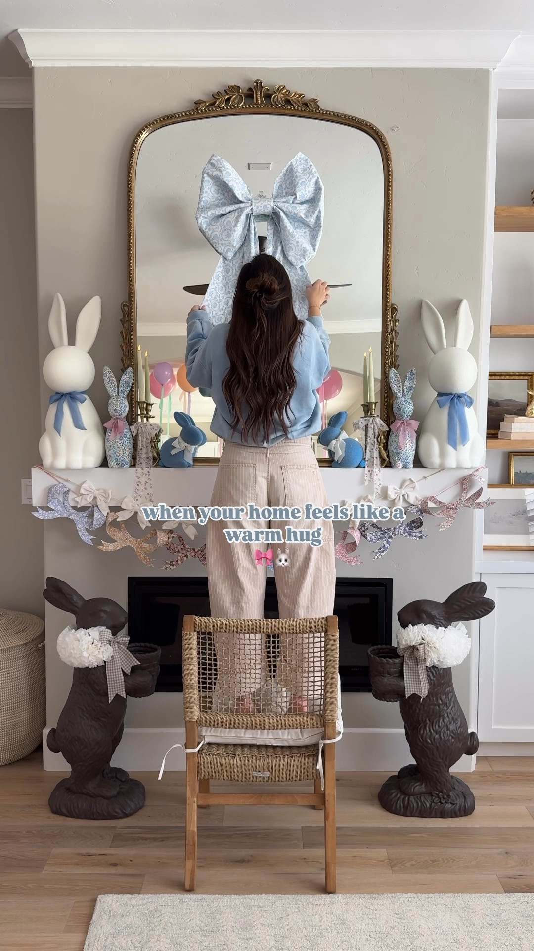 Warm hug anyone? 🫶🏼🎀🐰 There’s something so sweet about an Easter mantel and this one is one of my favorites! Bow is from Sugarbugfinery

#LTKHome #LTKSeasonal #LTKWatchNow