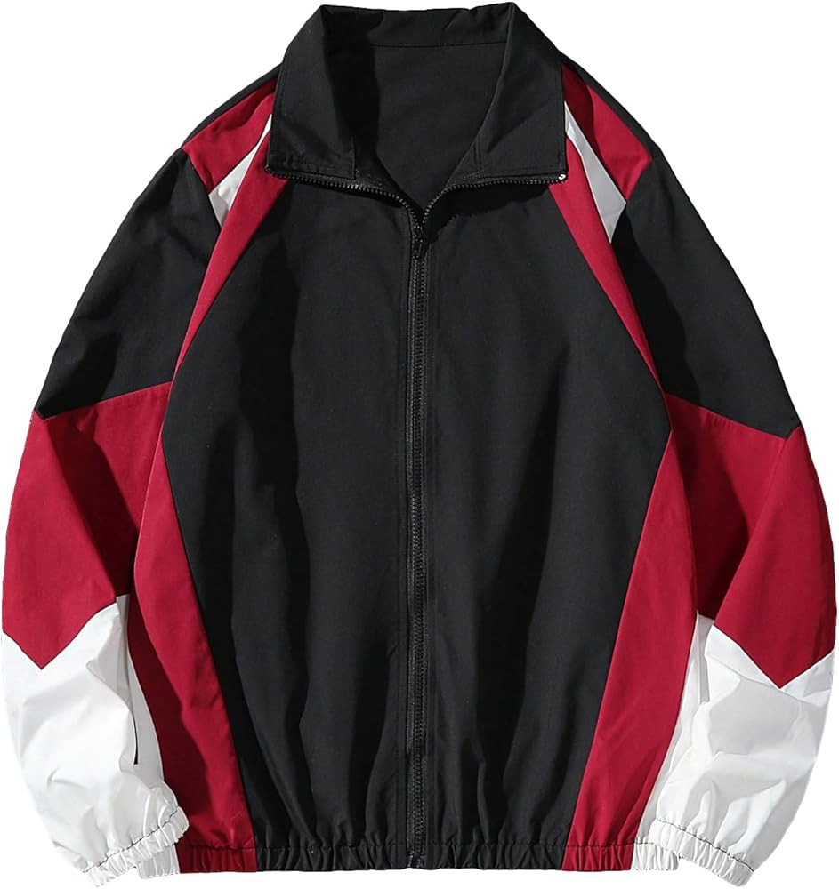 SOLY HUX Men's Varsity Jacket Zipper Color Block Windbreaker Jackets Long Sleeve Coats Streetwear | Amazon (US)