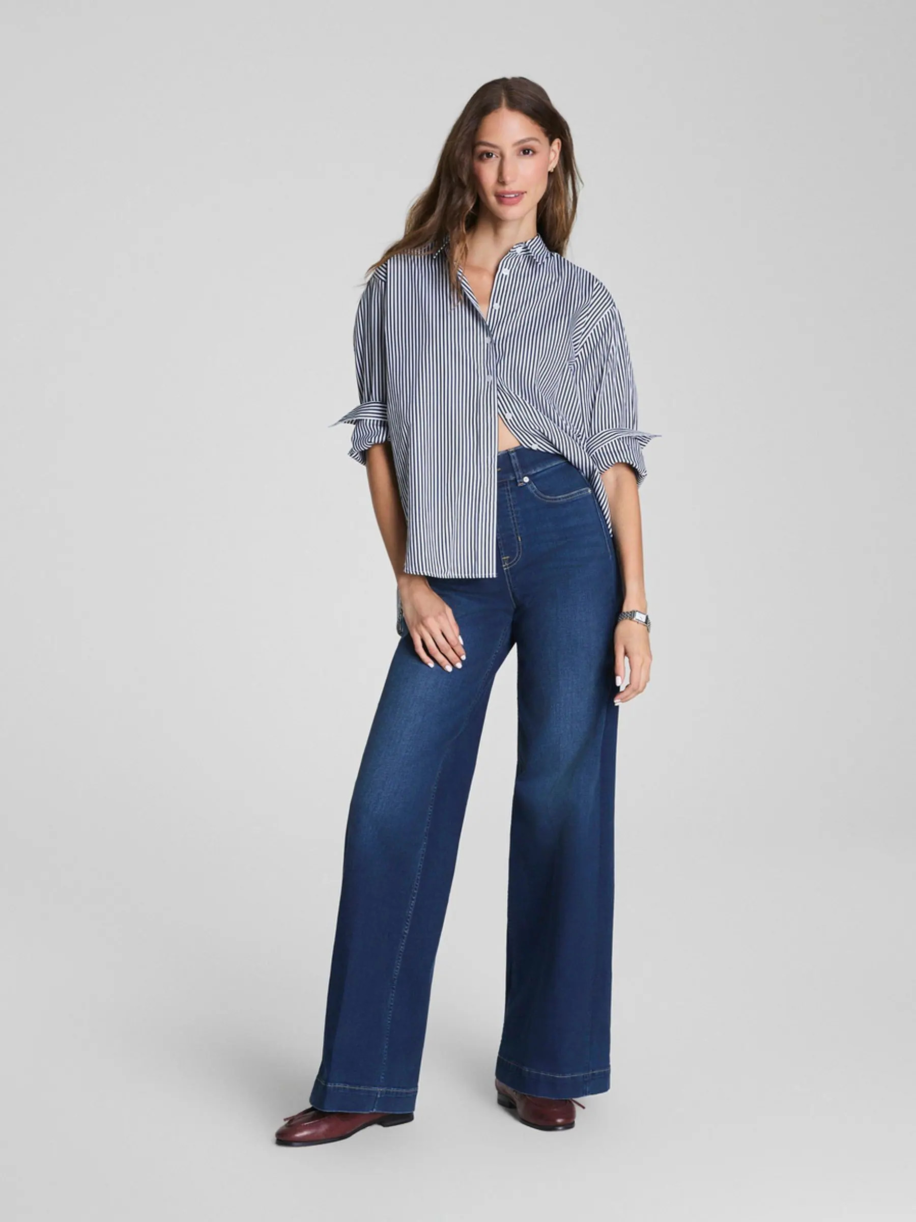Spanx SPANX Blue SPANXshape EveryWear Wide Leg Jeans | Next US