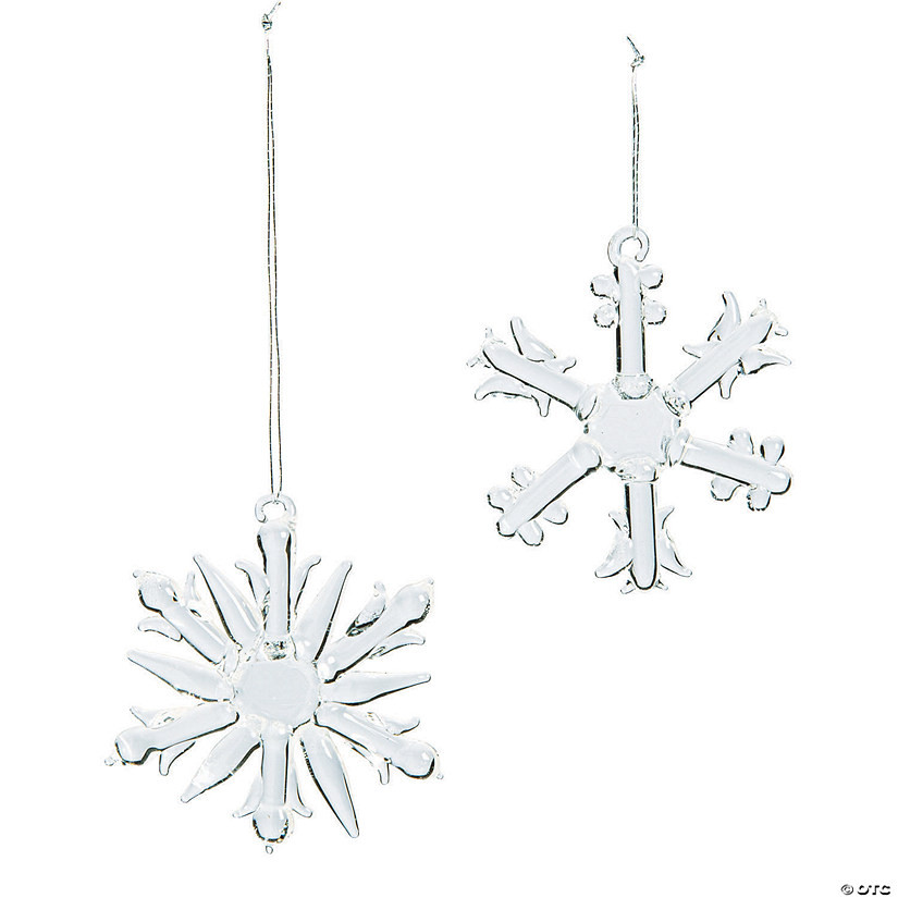 1 3/4" Mini Snowflake--Shaped Glass Christmas Ornaments - 12 Pc. | Oriental Trading Company