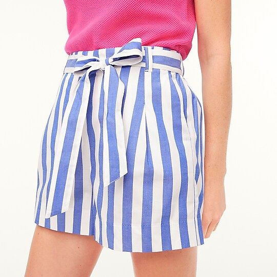 Striped cotton poplin tie-waist shortItem BG345 
 
 
 
 
 There are no reviews for this product.B... | J.Crew Factory