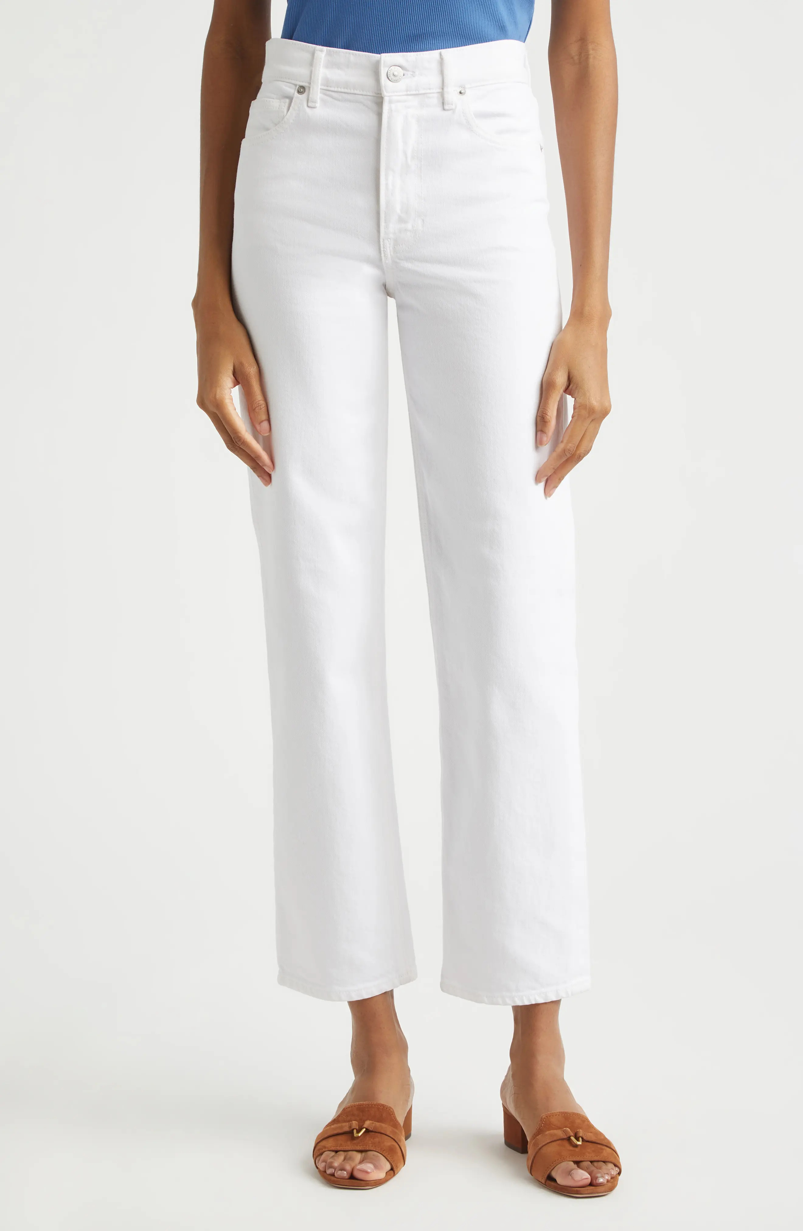 Veronica Beard Leah Ankle Straight Leg Jeans in White at Nordstrom, Size 27 | Nordstrom