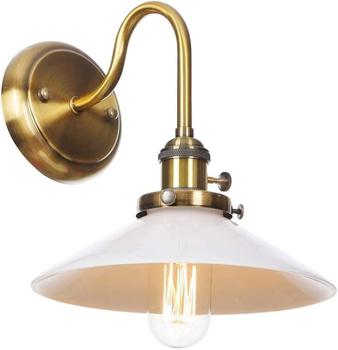 Wall Lamps, Nordic Creative Sconce Lighting with On/Off Switch, White Glass Shade Reading Wall Li... | Amazon (US)