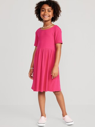 Short-Sleeve Rib-Knit Dress for Girls | Old Navy (US)