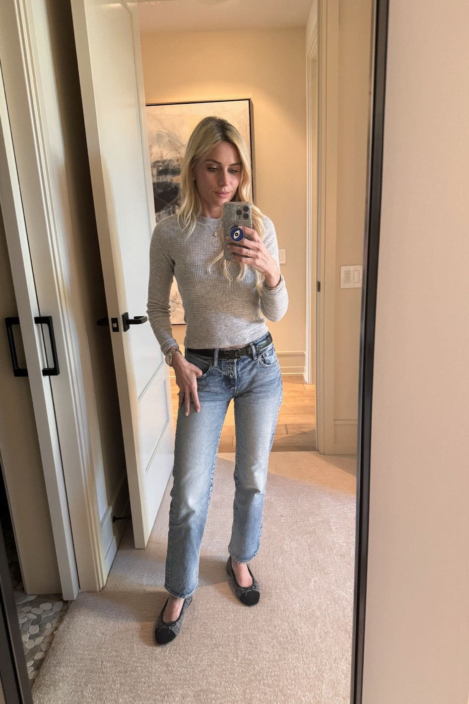 OOTD wearing-
FRWD Jeans
Celine belt 
Re/Done long sleeve
Linking similar belt & long sleeve!

#LTKstyletip #LTKworkwear #LTKshoecrush