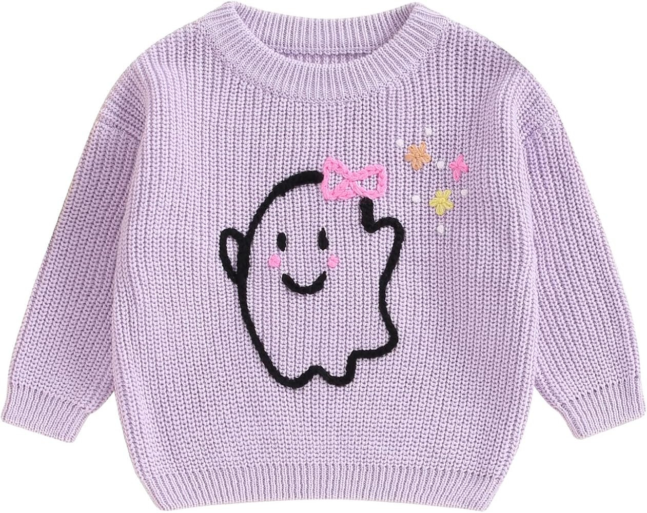 Baby Halloween Sweater Pumpkin Embroidery Crewneck Knit Sweatshirt Pullover Tops Toddler Boy Girl... | Amazon (US)
