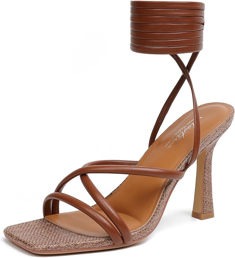 Mostrin Womens Sandals Strappy Heels for Women Lace Up Square Open Toe Heels Tie Up High Heeled S... | Amazon (US)