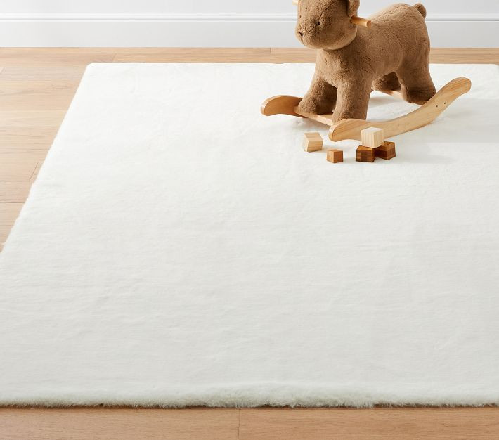 Machine Washable Faux-Fur Nursery Rectangle Rug | Pottery Barn Kids
