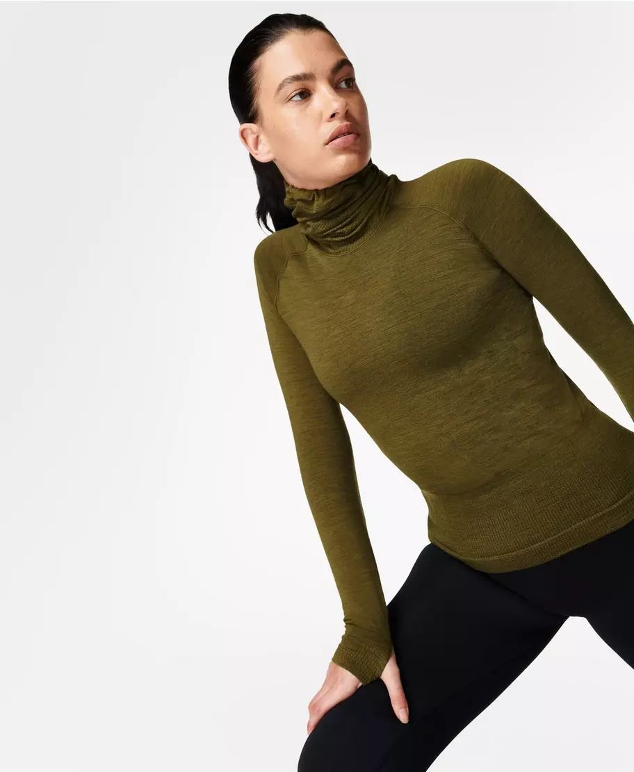 Merino Seamless Funnel Neck Long Sleeve Top | Sweaty Betty (US)