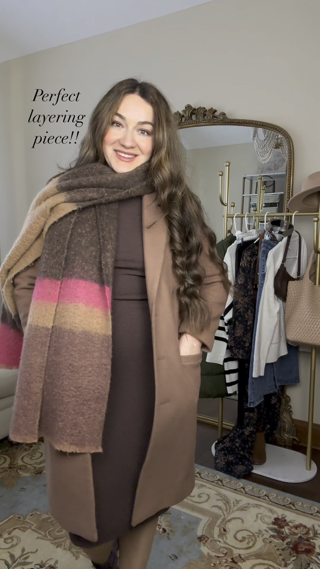 Fall Outfits inspo 🤎 Fit TTS. This Amazon midi dress is perfect for fall layering. 
🔑 Coat, Coatigan, scarf, cardigan, boots, fall fashion, Amazon fashion, Thanksgiving outfit idea 

#LTKsalealert #LTKHoliday #LTKSeasonal