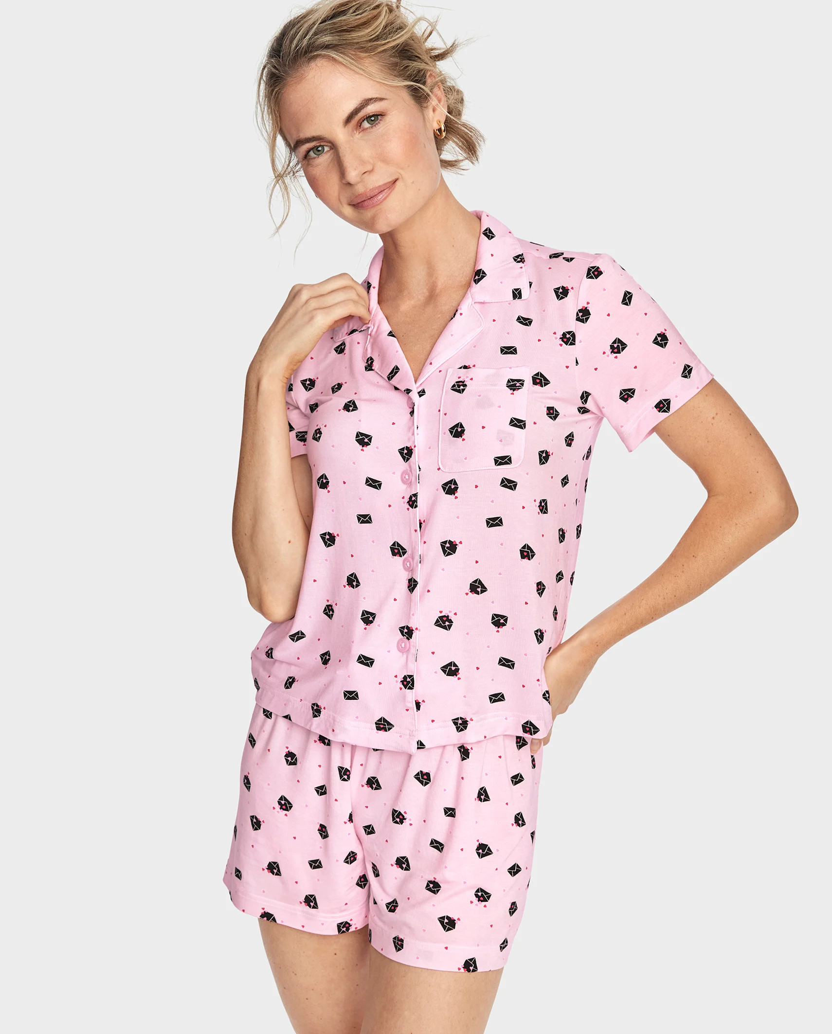 Womens Love Letter Modal Pajamas - pink admirer | PJ Place