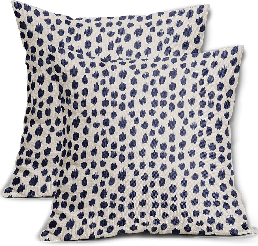 Navy Cream Polka Dot Pillow Covers 20x20 Set of 2 Outdoor Modern Art Throw Pillows Boho Design Bl... | Amazon (US)