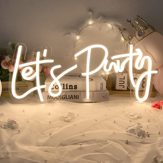 DIVATLA Let's Party Neon Sign for Decor, Large 23"X10" Light Up LED Signs for Birthday, Prom, Wed... | Amazon (US)