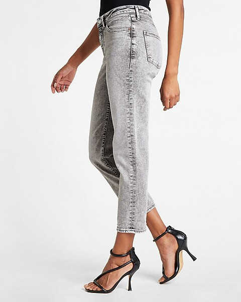Mid Rise Gray Boyfriend Jeans | Express