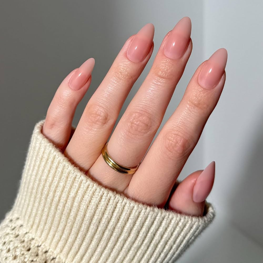 Glamnetic Press On Nails - Sheer Pink | Medium Almond Fake Nails, Sheer Light Pink Neutral, Salon... | Amazon (US)