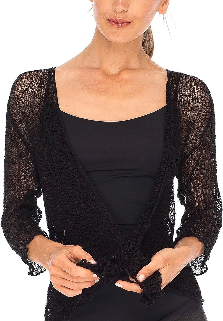 SHU-SHI Womens Sheer Shrug Tie Top Open Front Cardigan Lightweight Knit | Amazon (US)