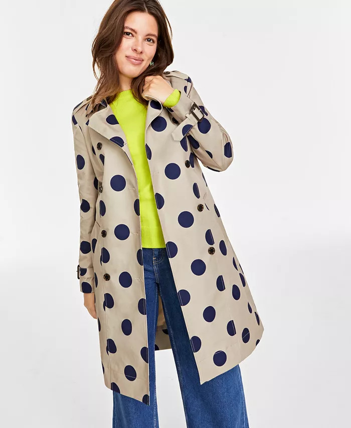 Women's Polka Dot Trench Coat, Created for Macy’s | Macy's