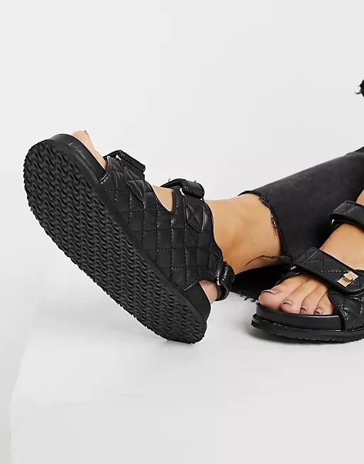 Public Desire Carmen chunky grandad sandals in black quilt | ASOS (Global)