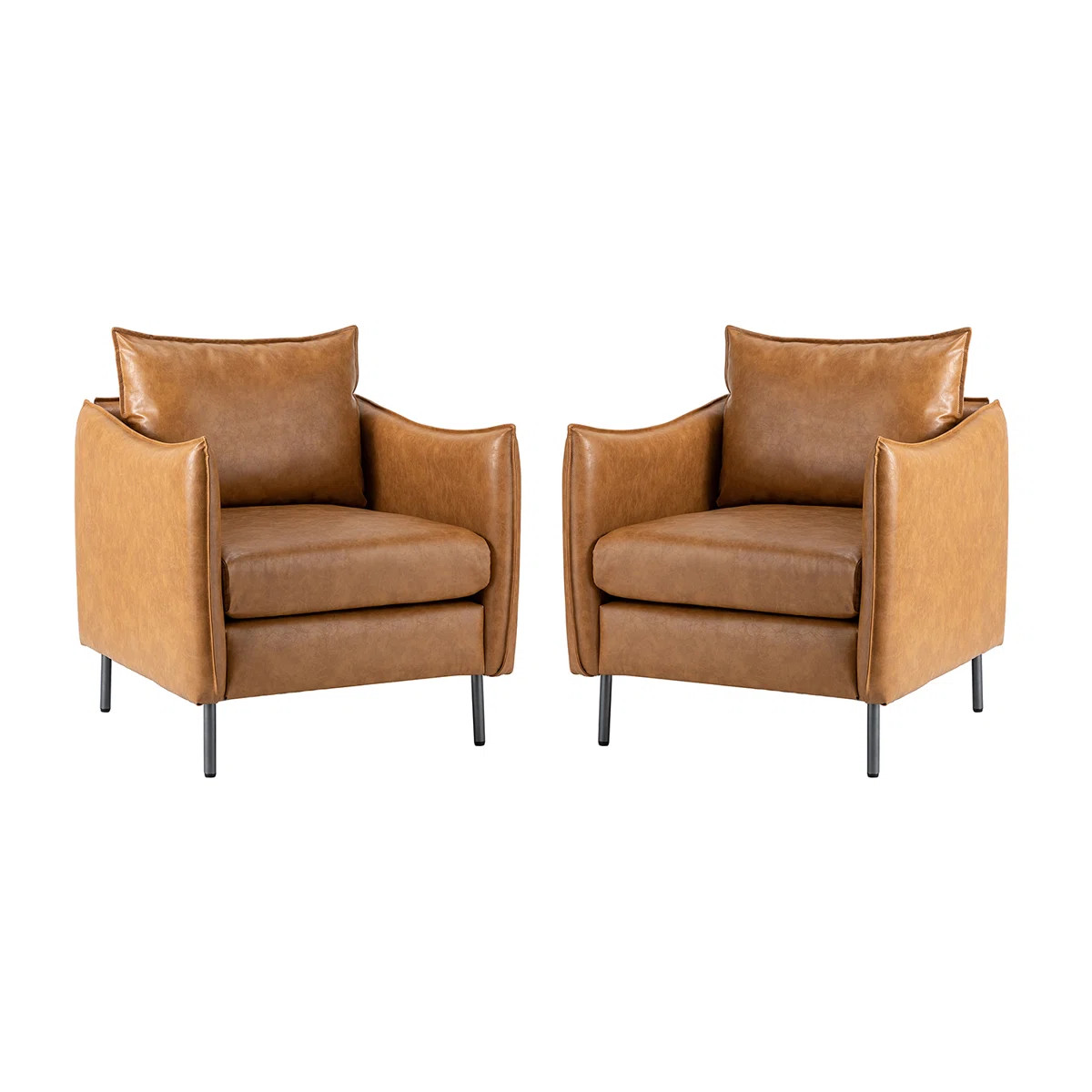 Eamor 30" W Modern Faux Leather Armchair with Unique Arms (Set of 2) | Wayfair North America