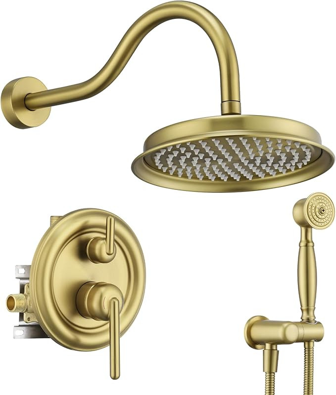 Antique Rainfall Shower System Bathroom Luxury Rain Mixer Shower Faucet Set with Pressure Balance... | Amazon (US)