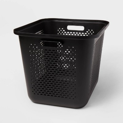Large Decorative Plastic Bin with Cutout Handles Charcoal - Brightroom™: Stackable Storage, 25L, 13" Cube Compatible | Target