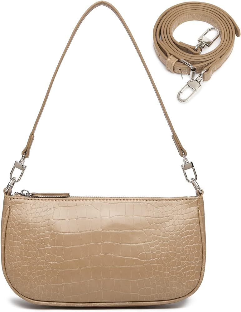 Shoulder Bag for Women 90s Trendy Purse Small Crocodile Clutch Y2K Fashion Mini Handbag with Crossbo | Amazon (US)