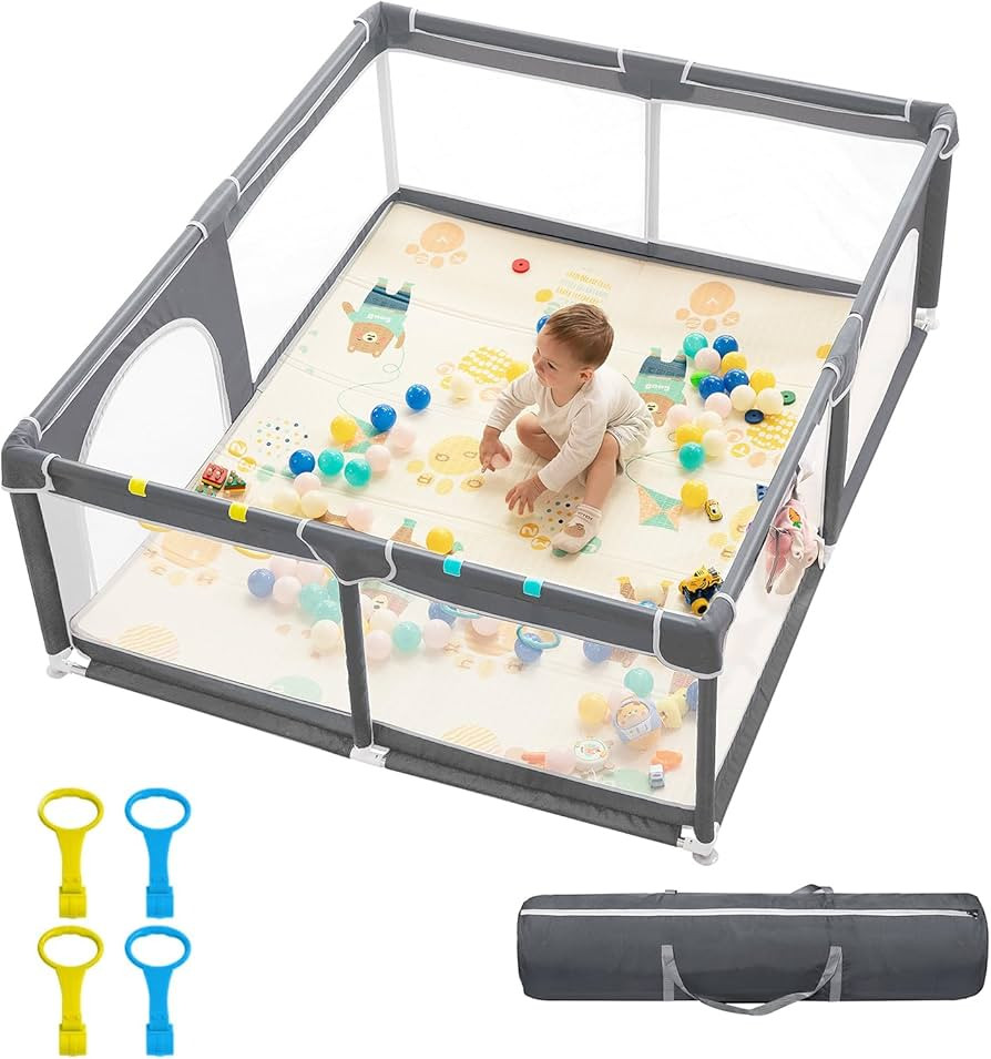 dearlomum Baby Playpen,71"x59" Extra Large Playard for Babies & Toddlers with Gate,Toys 0-6 to 12... | Amazon (US)