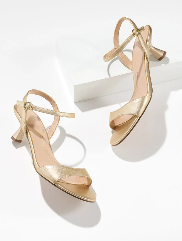 Dottie Metallic Nappa Kitten Heel Sandals | Talbots