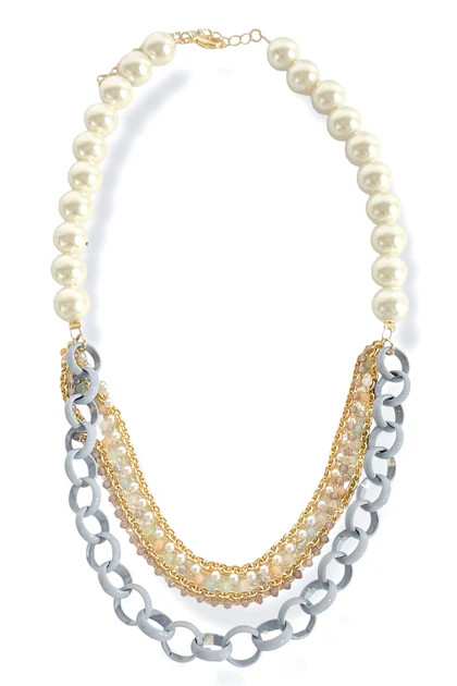 Keep It Going Light Blue and Gold Layered Necklace | The Willow Tree