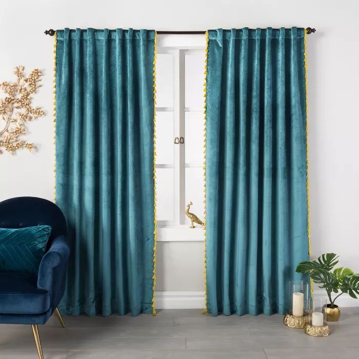 Velvet Curtain Panel with Tassels - Opalhouse&#153; | Target